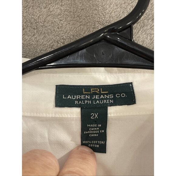 RLR Lauren Jeans Co Ralph Lauren   Button Up Conv. Long Sleeve Top Women  2X Wh - Picture 2 of 16